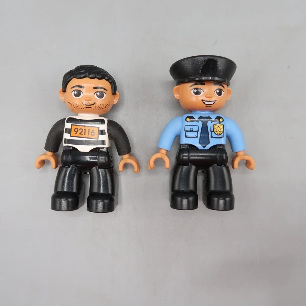 Lego Duplo Police Officer Man Cop Convict Figure Jail‎ Prisoner Set Robber lot